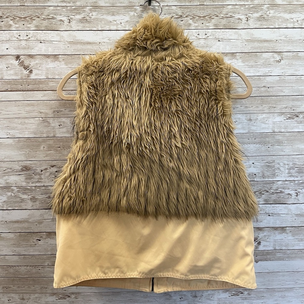 Jamie Sadock Womens M Vest Reversible Faux Fur Zip Front Ecru Peach Pockets - Picture 2 of 16